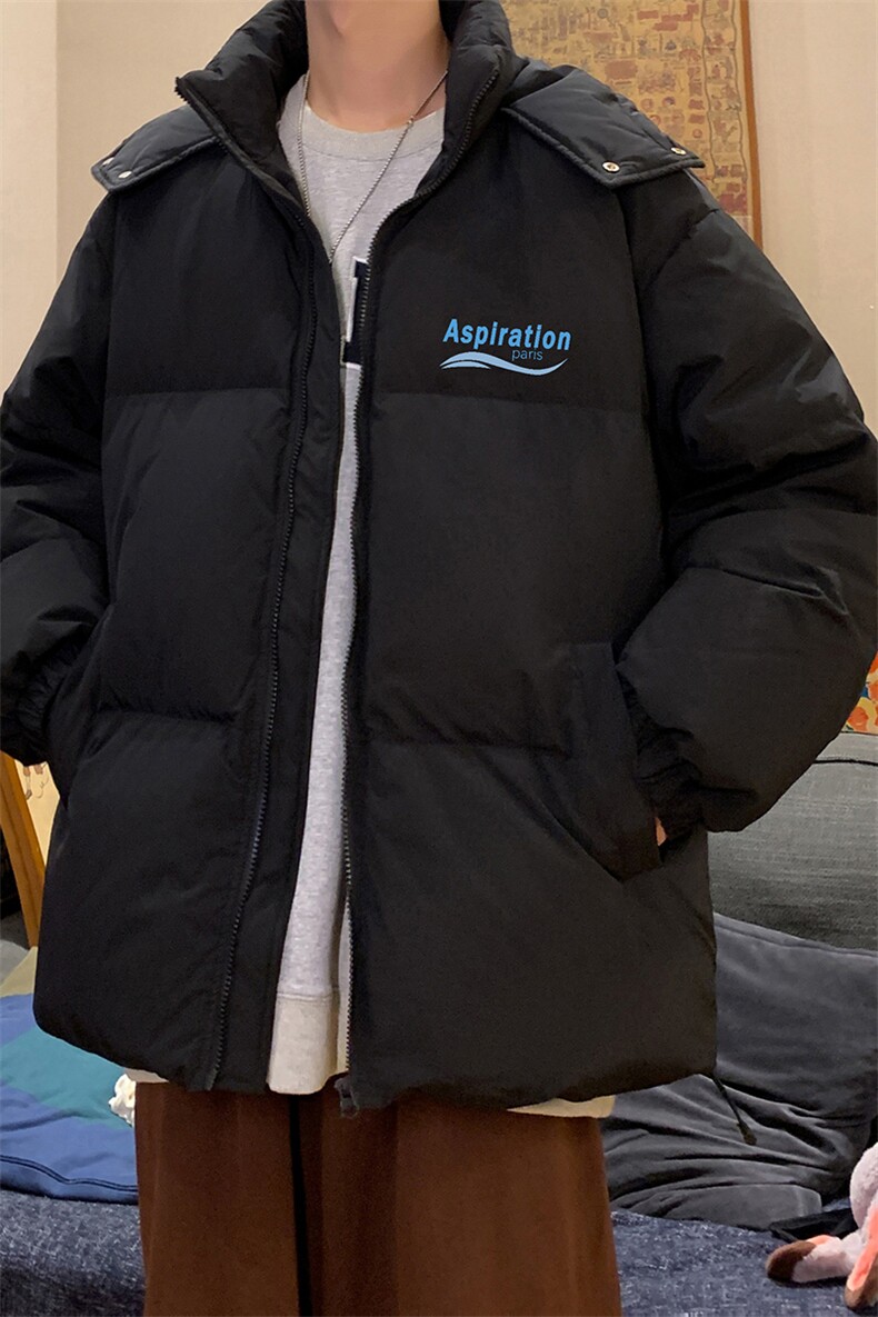 港风民宿个性字母印花休闲百搭连帽棉服A247-MY227特批95控158,男装棉衣,电商A247