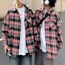C59-P32少年感蓝色格子衬衫叠穿内搭日系复古上衣长袖，男装衬衫，电商B323A