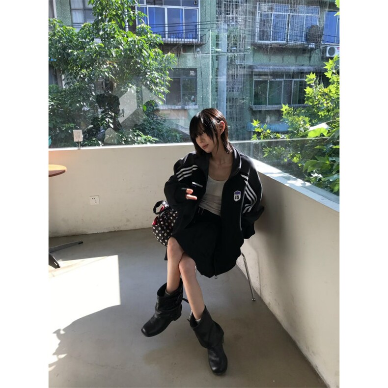 新款原宿简约原版370克拼接插肩袖立领卫衣日系时尚潮流文艺慵懒,男装T恤,星座506A