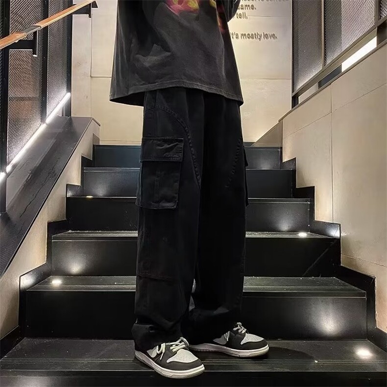 工装裤男高街潮牌直筒阔腿长裤夏季休闲百搭重磅宽松裤子GU03/P44图片