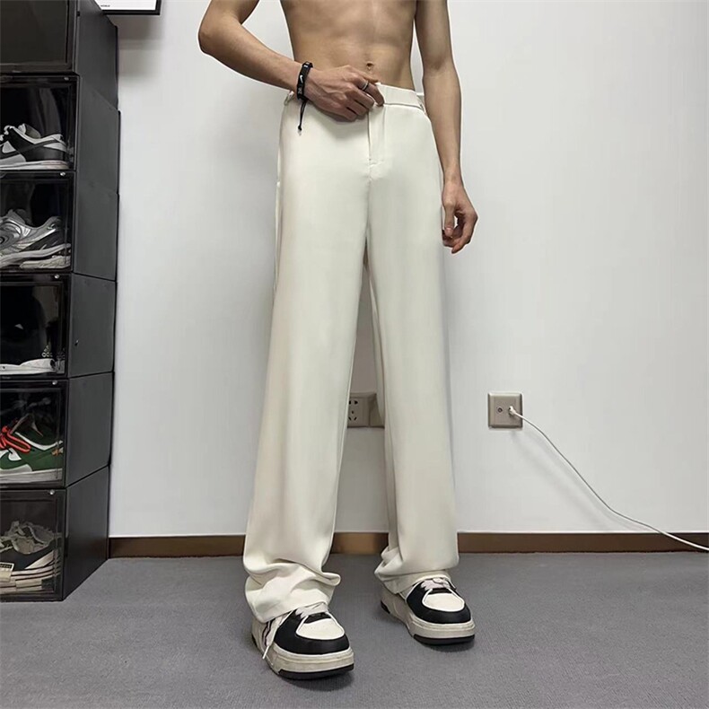 2025夏季新款直筒西装裤男修身显瘦休闲垂感微喇阔腿裤XK302-P50，男装西服套装，电商A178