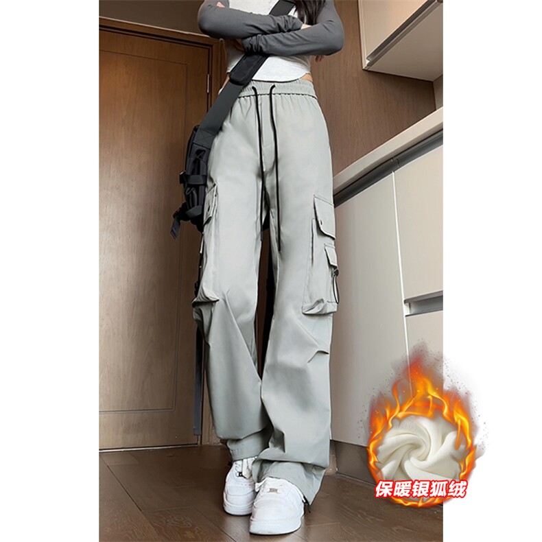 美式复古工装裤男加厚银狐绒机能防水伞兵裤K1317J加绒-特P45控88，男装工装外套，电商A001