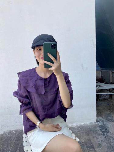 韩式大领子工艺小衫。，女装，D壹