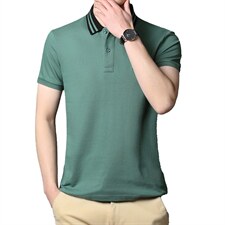 2023夏季新款短袖T恤男士中年商务休闲翻领纯色免烫POLO衫男装T恤，男装T恤，电商B212（原钱塘6029）