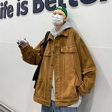 复古绿色牛仔外套男春秋季新款ins港风痞帅上衣工装夹克JK331，男装夹克，星座1116A-1（原606A）