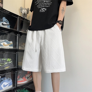 特批P20无差价夏季麦穗纹宽松直筒短裤男百搭港风五分短裤DK5184图片