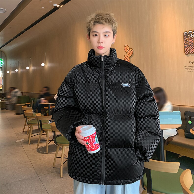格子亮面百搭棉衣港风冬季宽松男棉服男外套MY261-P105限148,男装棉衣,电商B370