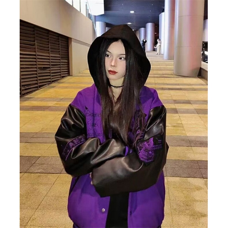 美式字母刺绣拼色棒球服外套男女宽松秋季新款高街夹克J1009,男装夹克,星座1116A（原606A-3）