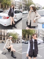 皮毛一体马甲，女装马甲，秋莎明月