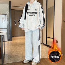 现货加绒2025秋冬季新款男士休闲大码卫衣运动裤套装TZ295加绒，男装休闲套装，星座1816-3（原1210-3）