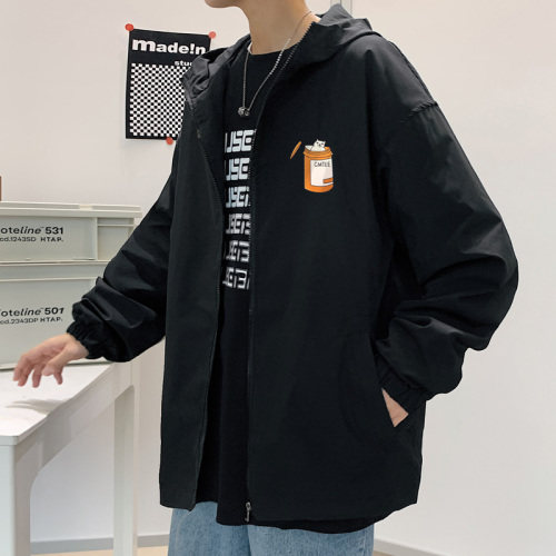 ！春秋新款港风休闲连帽夹克男宽松外套男装DJK55-P45,男装夹克,电商B371
