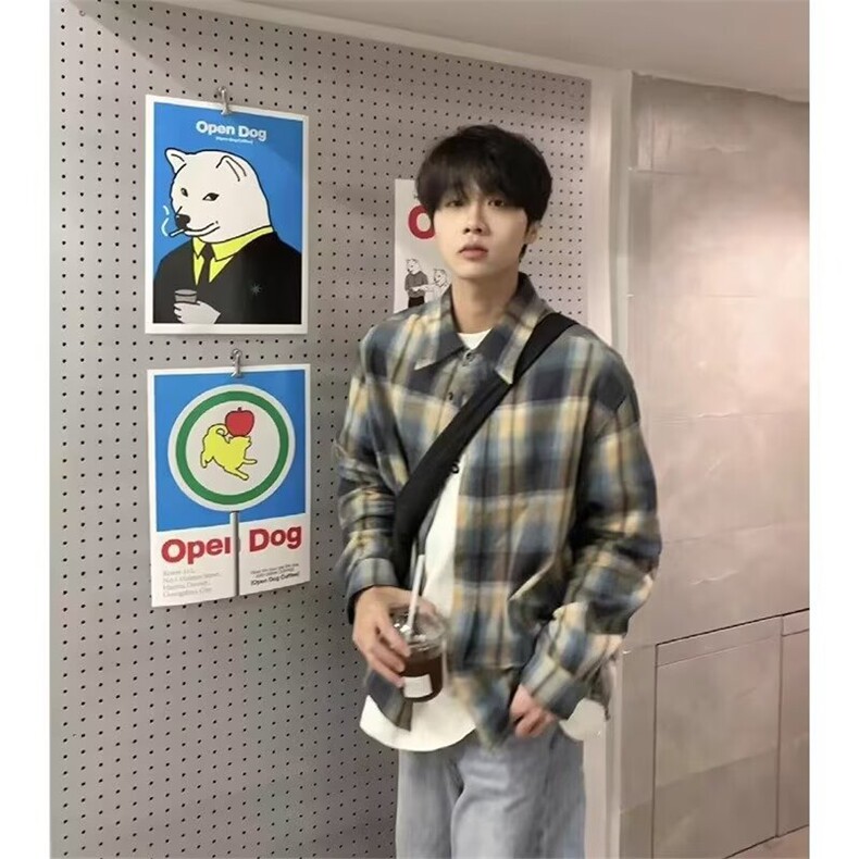 1506/Q3640/P34男女同款新款美式复古潮牌痞帅港风休闲衬衣外套,男装衬衫,星座1506