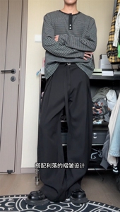 高级感亚麻西裤男女cleanfit宽松老钱风休闲裤504-K263-特P47控88图片