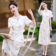 2024年夏季新中式改良旗袍连衣裙新款高级感收腰气质，女装连衣裙，蓝诺裳