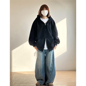 抖音得物品质二开26春装男女美式高街结构双拉链开衫卫衣外套图片
