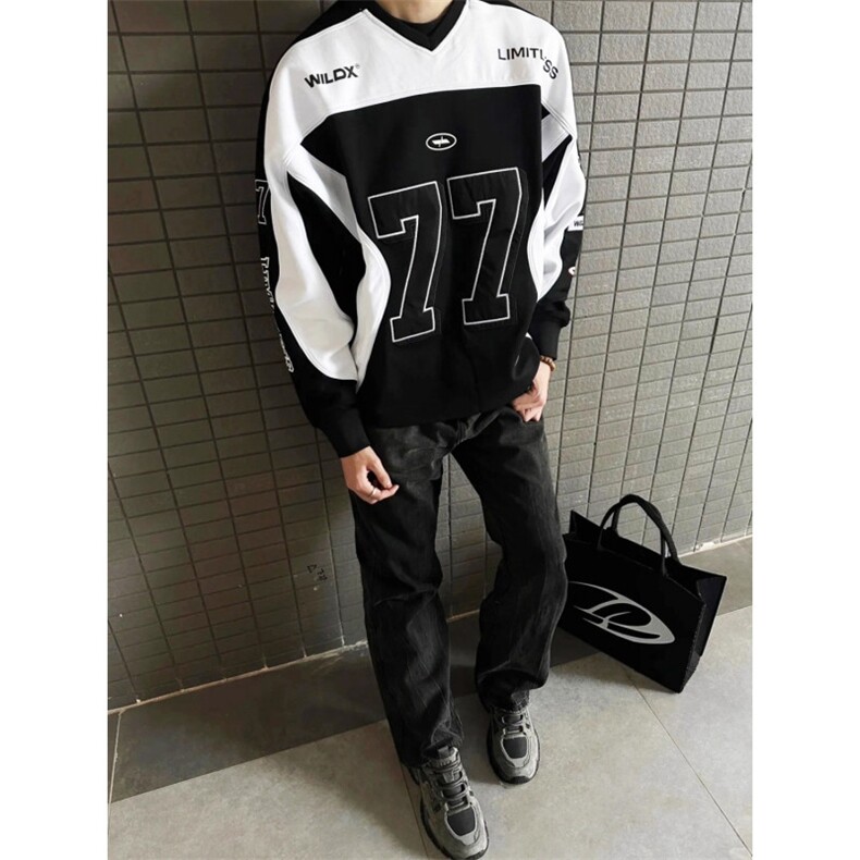 美式重磅机车服卫衣男春秋撞色拼接卫衣WY803-P69，男装工装外套，星座208-5