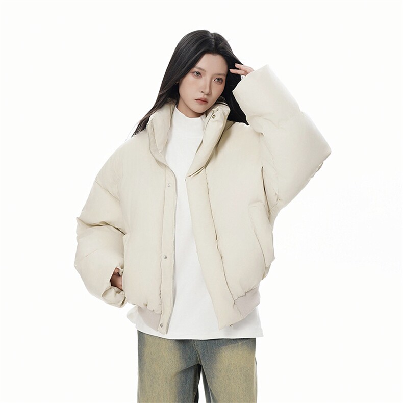 现货5W件冬季三防重磅硬挺boxy短款羽绒立领PU皮棉衣外套加厚棉服，男装棉衣，电商A486