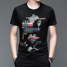 2023年夏新款高端时尚男士T恤P55，男装T恤，电商D223-1