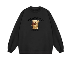 2025年秋季套头长袖冰淇淋的小熊套头通勤，女装卫衣/绒衫，花可