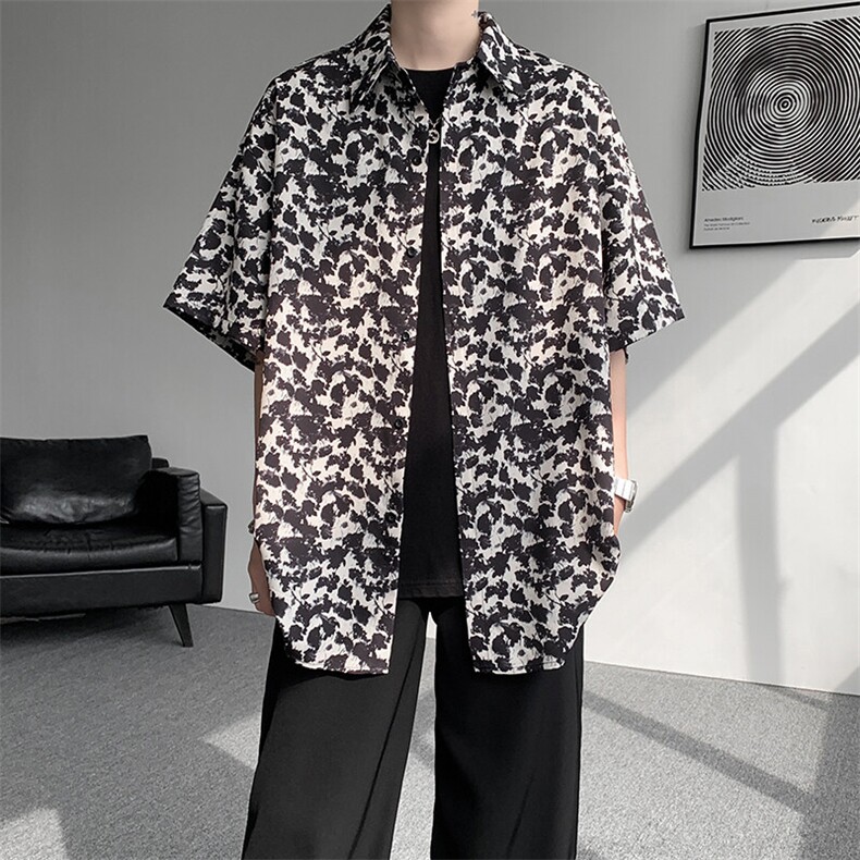 8XL-M花衬衫男短袖夏季薄款冰丝半袖宽松大码休闲外套DC28008P38,男装T恤,电商B312
