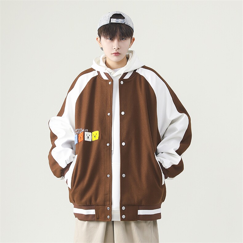 男士休闲夹克外套秋季潮牌连帽青少年棒球服秋装JK06622-P95图片