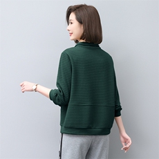 长期现货，轻熟女外套卫衣秋季宽松减龄长袖半拉链韩版上衣，女装短外套，涵誉