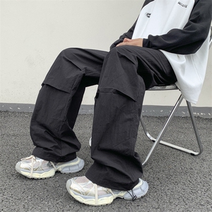 潮牌束脚垂感慵懒风长裤高街设计感宽松阔腿工装裤男 K7213-P42图片