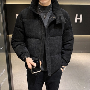 2023冬季新款男装灯芯绒修身棉衣加厚加大面包服棉衣外套图片