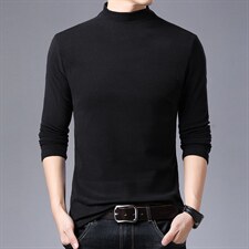 秋冬款双面绒半高领毛衣青年男纯色爸爸装上衣打底衫BJY1911-P55图片