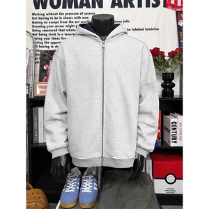 抖音得物高品质二开 26春装美式重磅宽松结构双面连帽卫衣外套W68图片