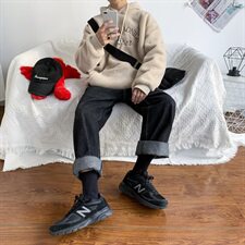 703-W199-P58秋冬港风加绒羊羔毛卫衣绣花套头帽衫，男装卫衣，星座703