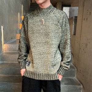 秋冬套头半高领针织衫潮流2021新款毛衣男装DS509T图片