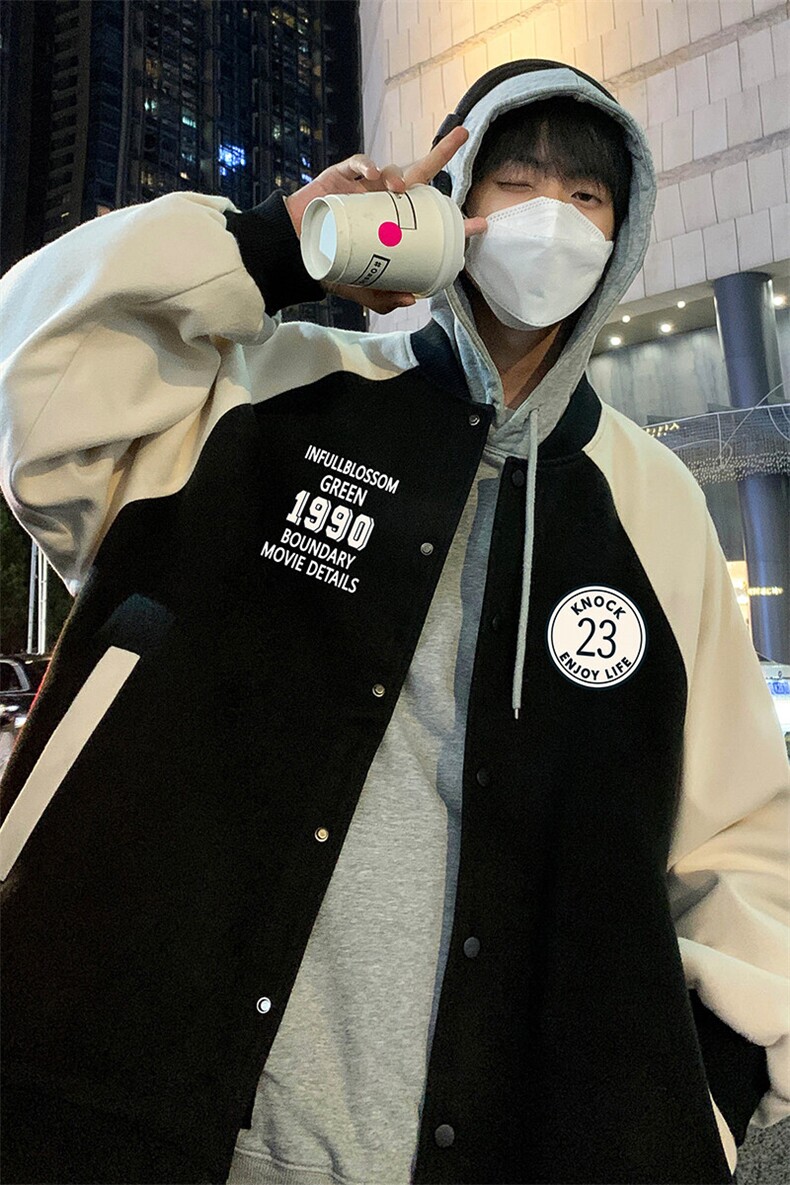 港风夜景时尚拼接撞色立领棒球服夹克A247-G6820P85控138,男装夹克,电商A247