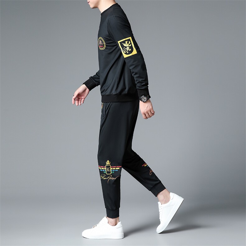 SXL9622秋季2023年新款男士长袖长裤修身休闲时尚卫衣套装P155,男装休闲套装,电商B360