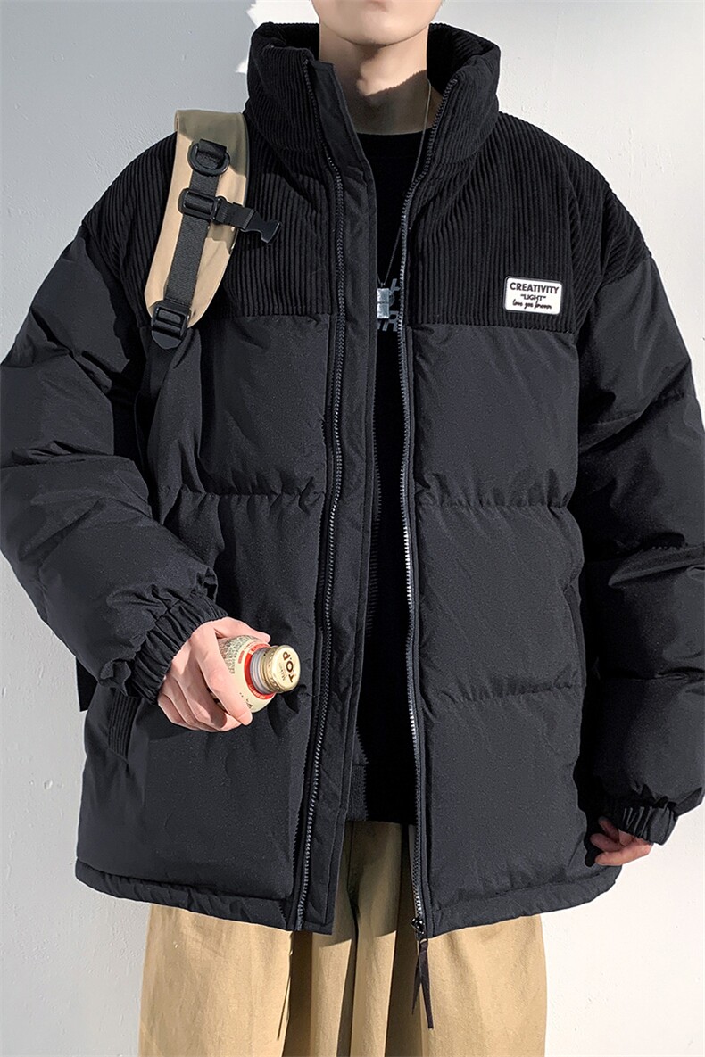 冬季青少年灯芯绒立领拼接外套休闲百搭面包服棉服5302-P78,男装棉衣,电商B306