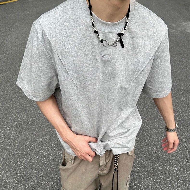 凉感防晒设计感短袖T恤男女夏季灰色速干上衣,男装T恤,星座506A