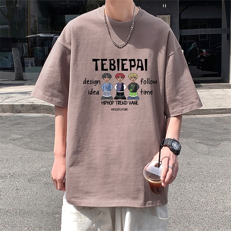 T789P26夏季新品港风高街美式短袖T恤宽松ins重磅纯棉体恤,男装T恤,星座304A