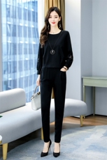 秋装套装女2025年新款时尚小香风春秋季休闲高级感小脚裤两件套潮，女装套装/套裙，梦依杭
