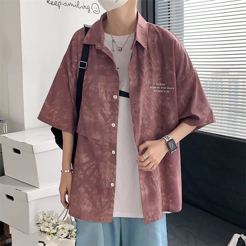 短袖衬衫春款男港风潮流扎染衬衫C239P30图片