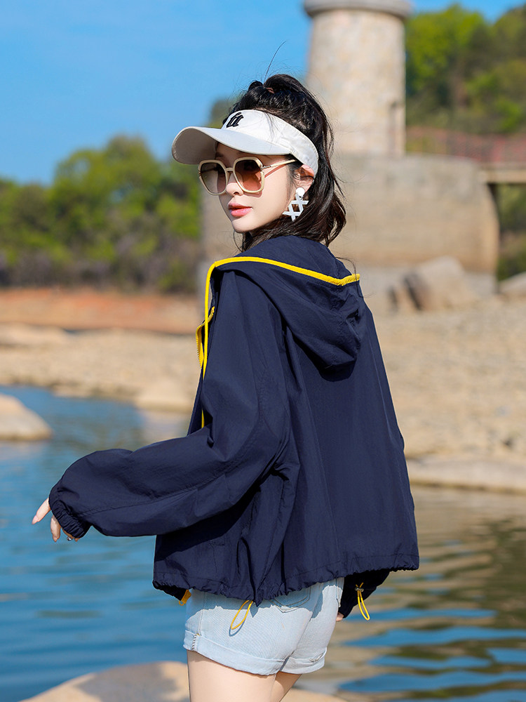 【拉奈海岸】防晒衣女短款2025夏新款宽松透气冲锋衣连帽薄外套潮,女装防晒衣,可可小西