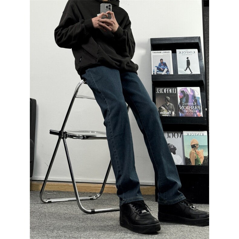cleanfit弹力纯色修身直筒牛仔裤修身窄版直筒裤显瘦加绒65,男装牛仔裤,星座310A-4