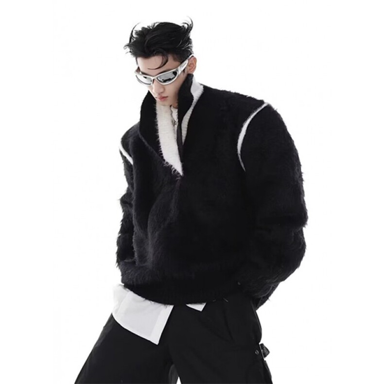 红显白小众青年男装上衣时尚针织衫软糯V领大毛衣百搭MK113,男装针织衫/毛衣,星座1116A（原606A-3）
