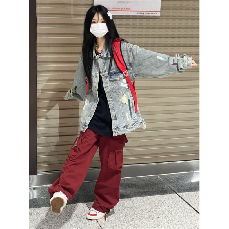 【有货】美式泼墨涂鸦破洞牛仔外套男女款春秋夹克J61HH-特P72,男装夹克,星座1007（原301D）
