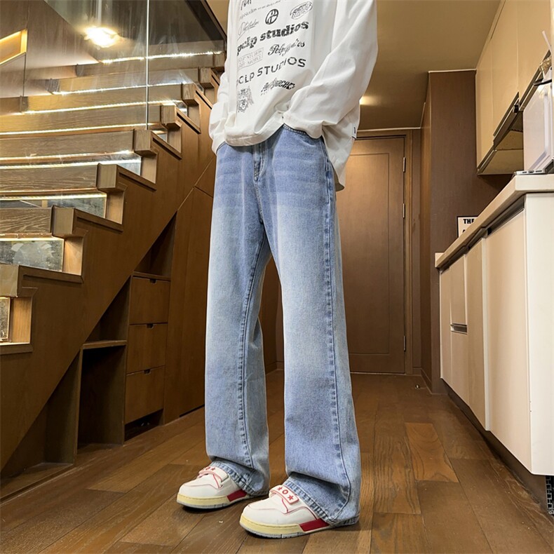 牛仔裤男女潮牌做旧水洗显瘦vibe高街微辣长裤子K8091P50,男装牛仔裤,电商D325