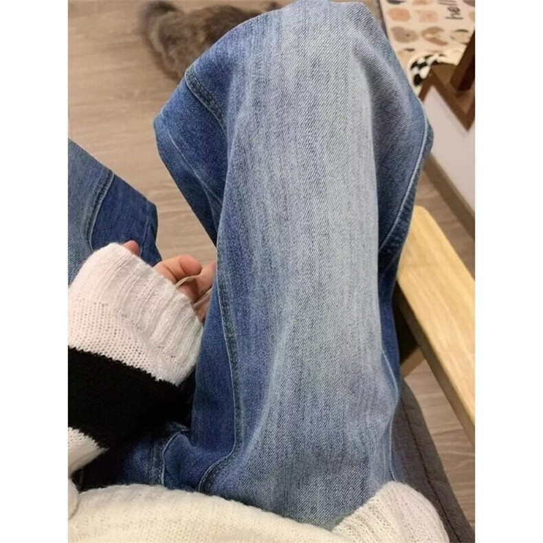 美式复古水洗解构感弯刀牛仔裤男女情侣宽松立体剪裁廓形香蕉裤,男装牛仔裤,星座506A