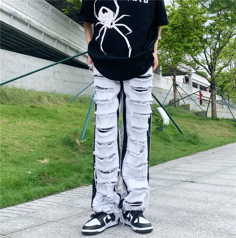 直脚牛仔裤男潮拉链青春流行新款秋季宽松直筒中腰BK62-P78图片