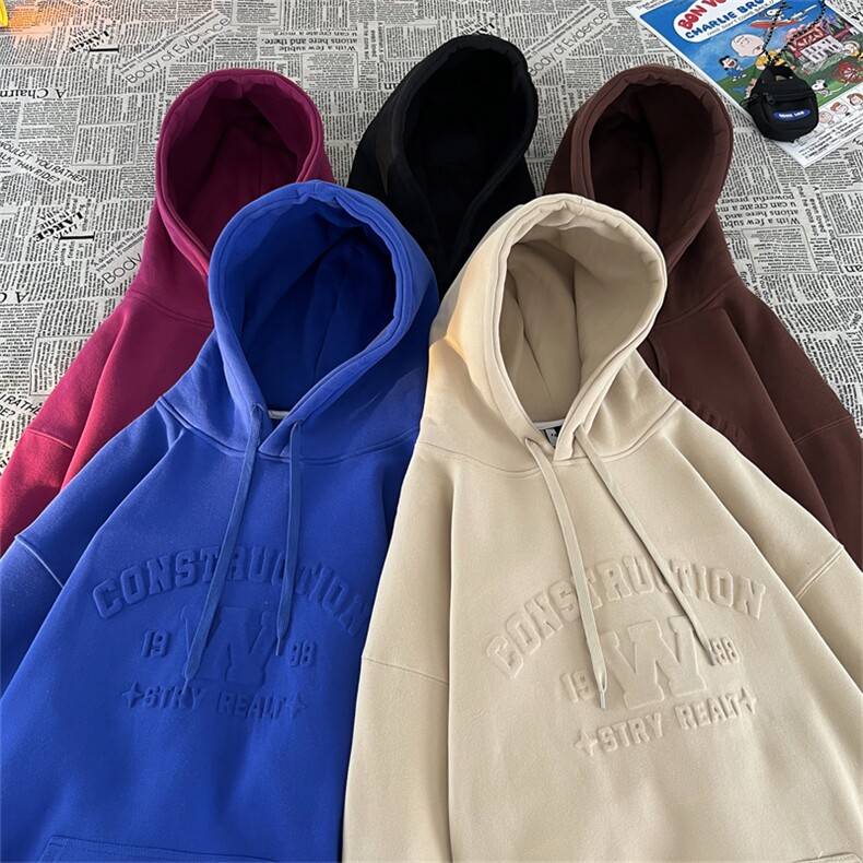 抖音品质供货2025秋冬新款凹凸钢印连帽卫衣A158-WY61-P65,男装卫衣,电商A158