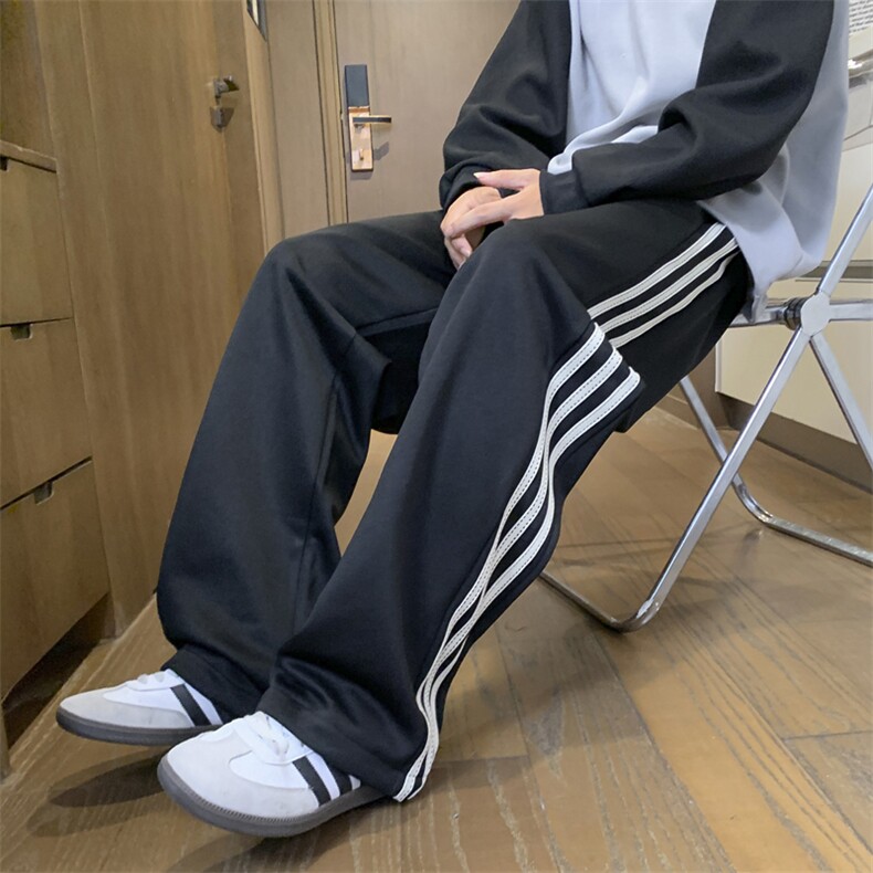 青少年条纹休闲裤男春秋款初高中生美式直筒宽松阔腿裤k7901-P35,男装休闲裤,星座505-3