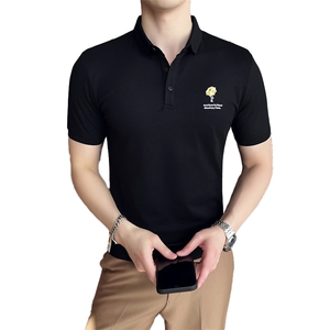 2024夏季新款 英伦风高品质修身刺绣POLO衫冰丝短袖T恤男D230-p48图片
