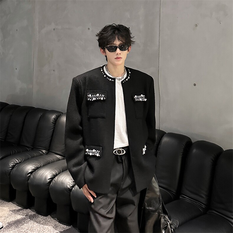 现货  小香风手工珍珠高端设计潮男外套男  A071-3310-P108图片